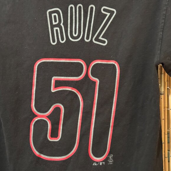 Philadelphia Phillies Carlos Ruiz 51 100% Cotton Majestic T-Shirt, Black, Small - Picture 6 of 11